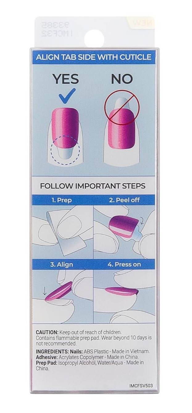 Kiss imPRESS Color FX 30 Press On Nails Full Cover Walk Out Pink No Glue Mani