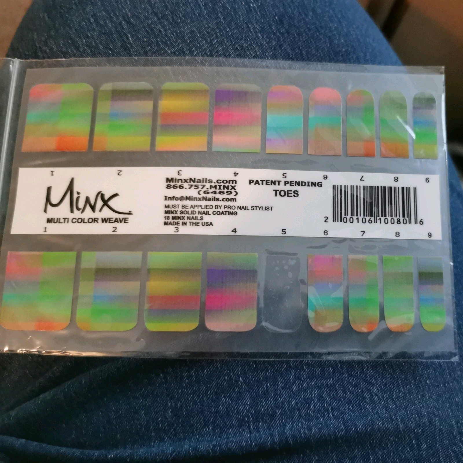 Multi colour weave. One used Toes MINX PRO NAIL WRAPS NEW SALON QUALITY