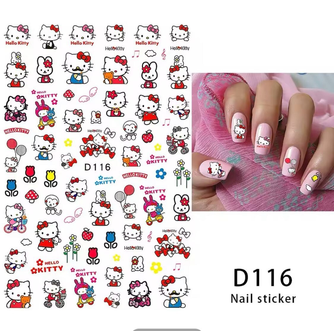 NAIL art 3 sheets HELLO KITTY + US SELLER Free Shipping