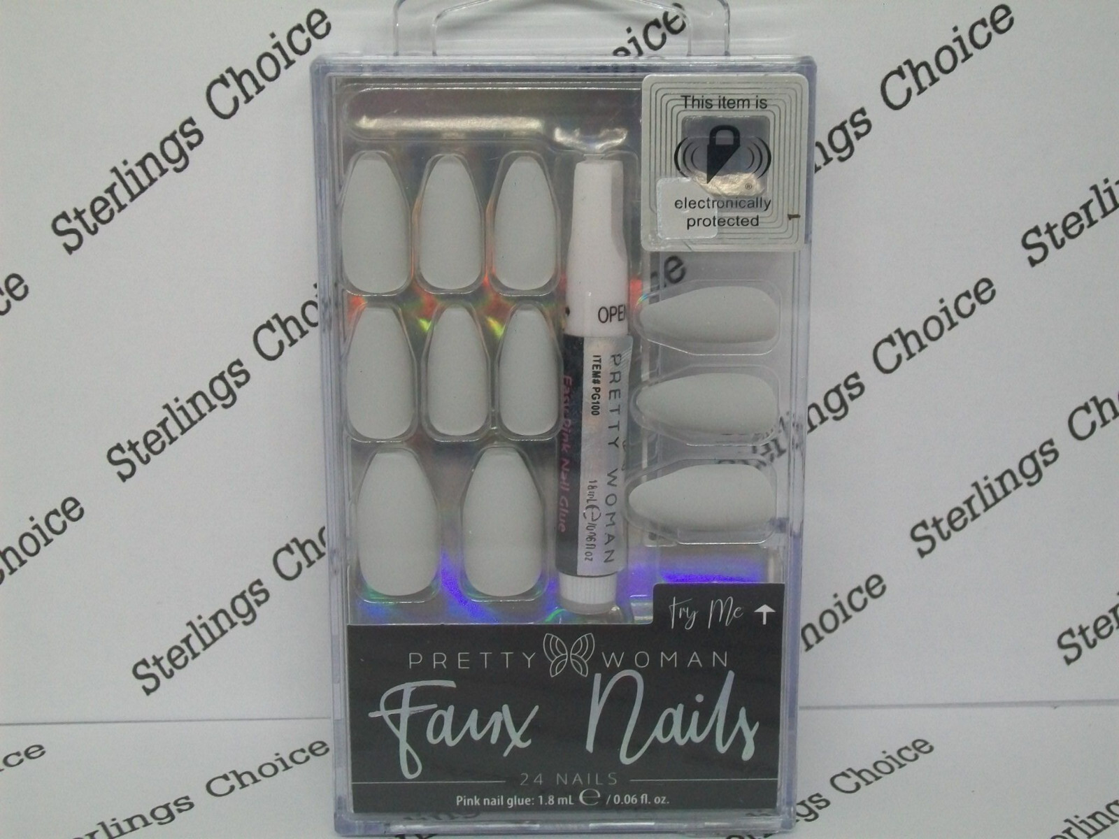 Pretty Woman Faux Nails #MNV1154 Solid Light Gray