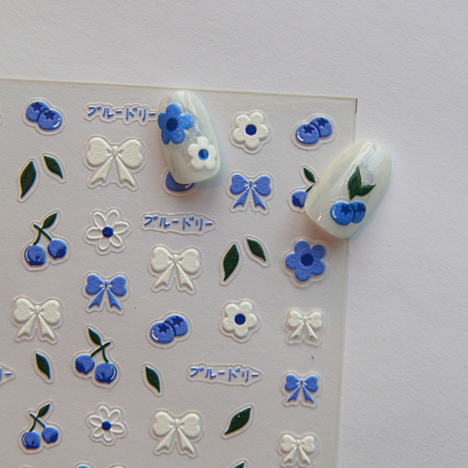 3D Floral Nail Stickers Blue Florals Nail Supplies for DIY Nail