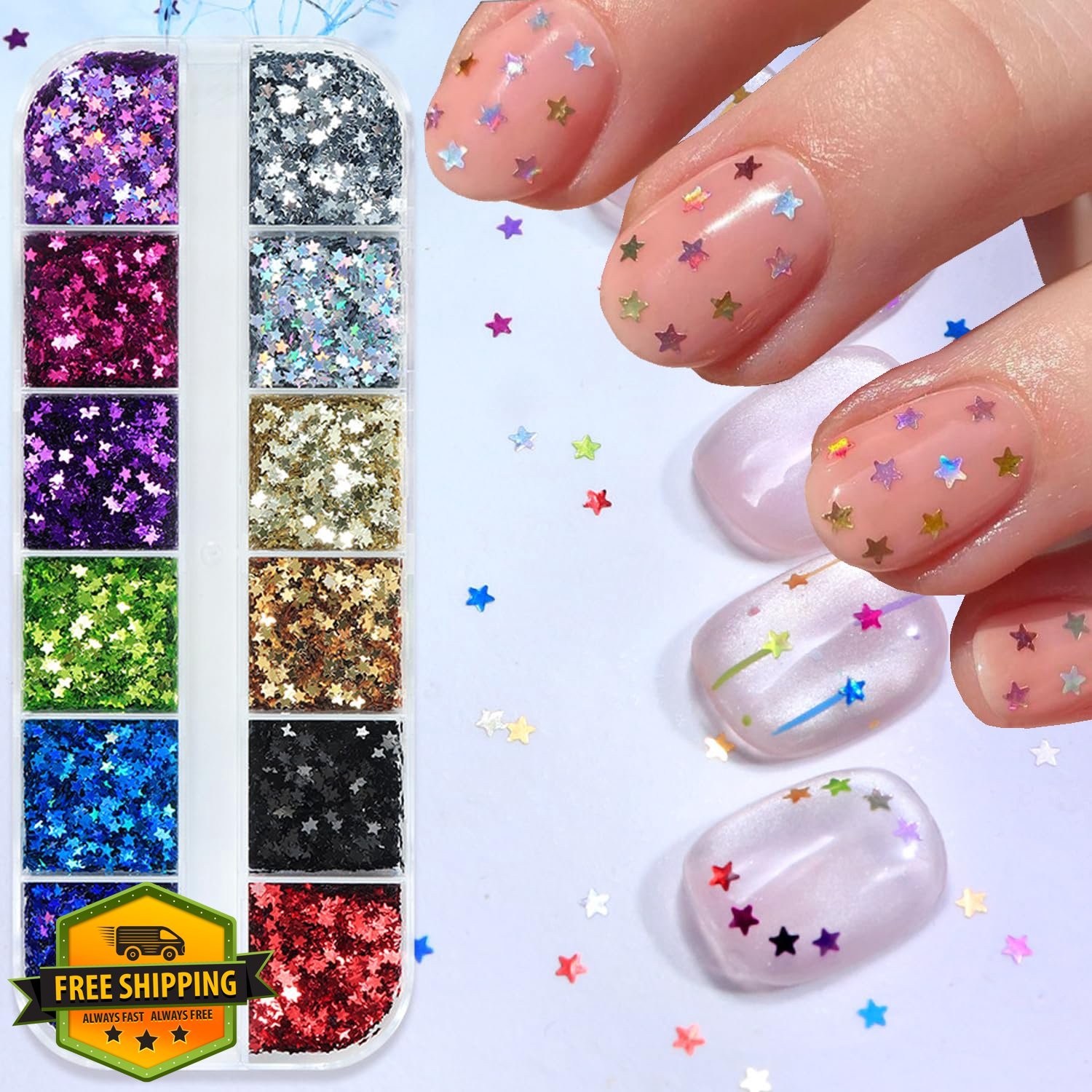 KZBTRBT colorful -8 Star Nail Glitter