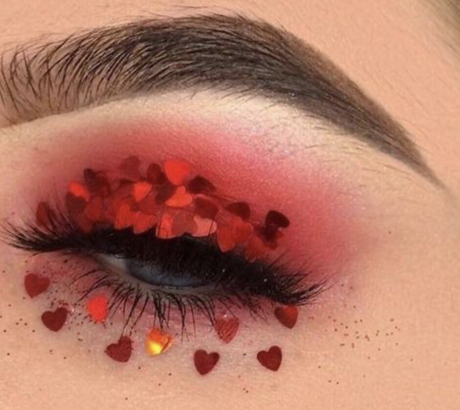 Red Heart Shape Red Pumps Glitter Stack Nails Make-up Color Shifting Glitter