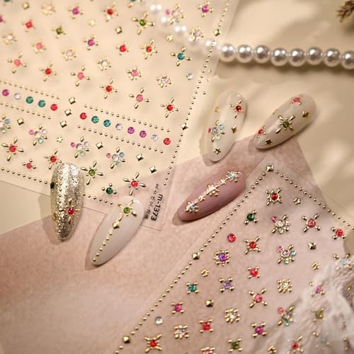 Gold Star Nail Stickers 5D Embossed Gold Nail Decals Style A48 Contemporary