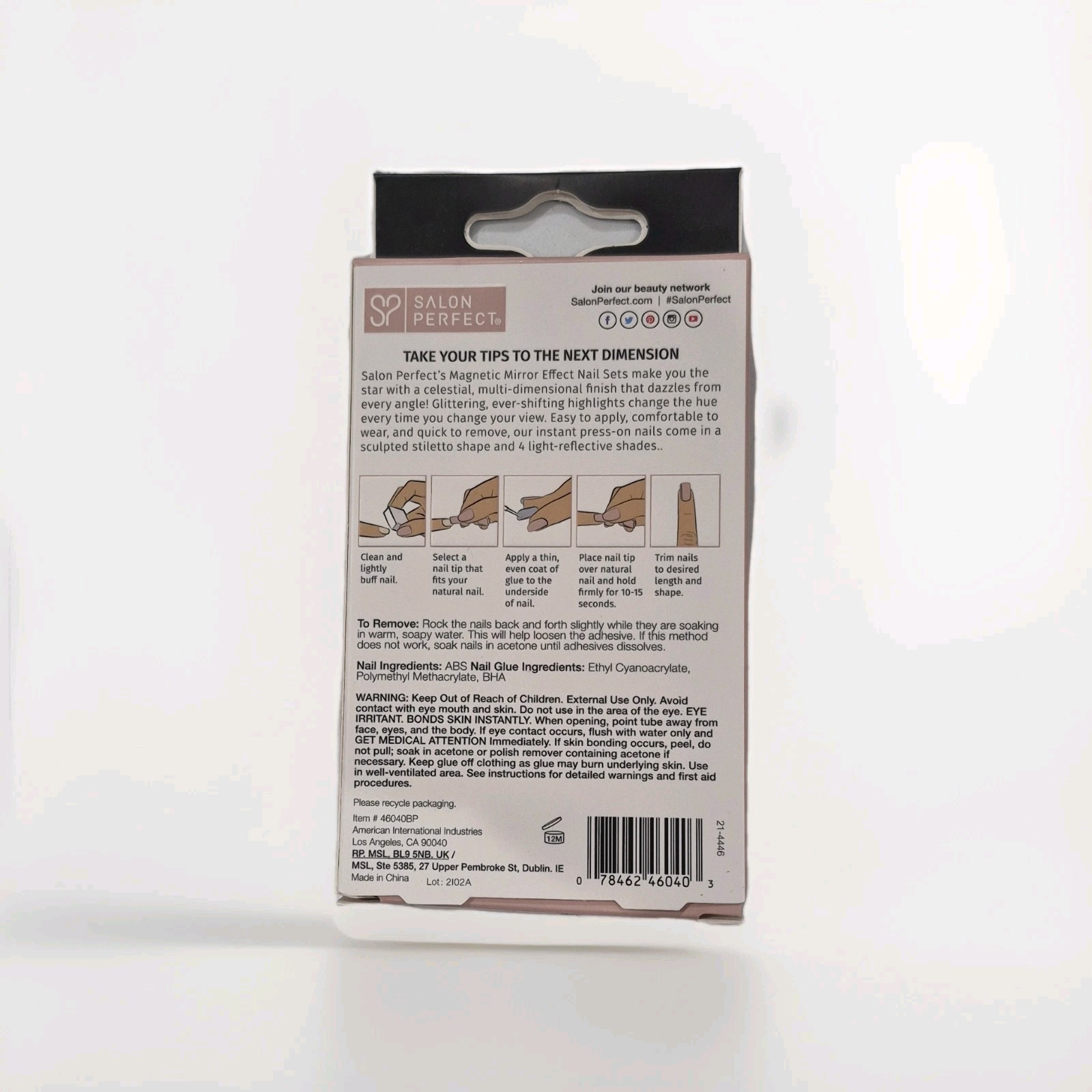 3 Pack of Salon Perfect Magnetic Mirror Effect Press-On Nails Stiletto Beige