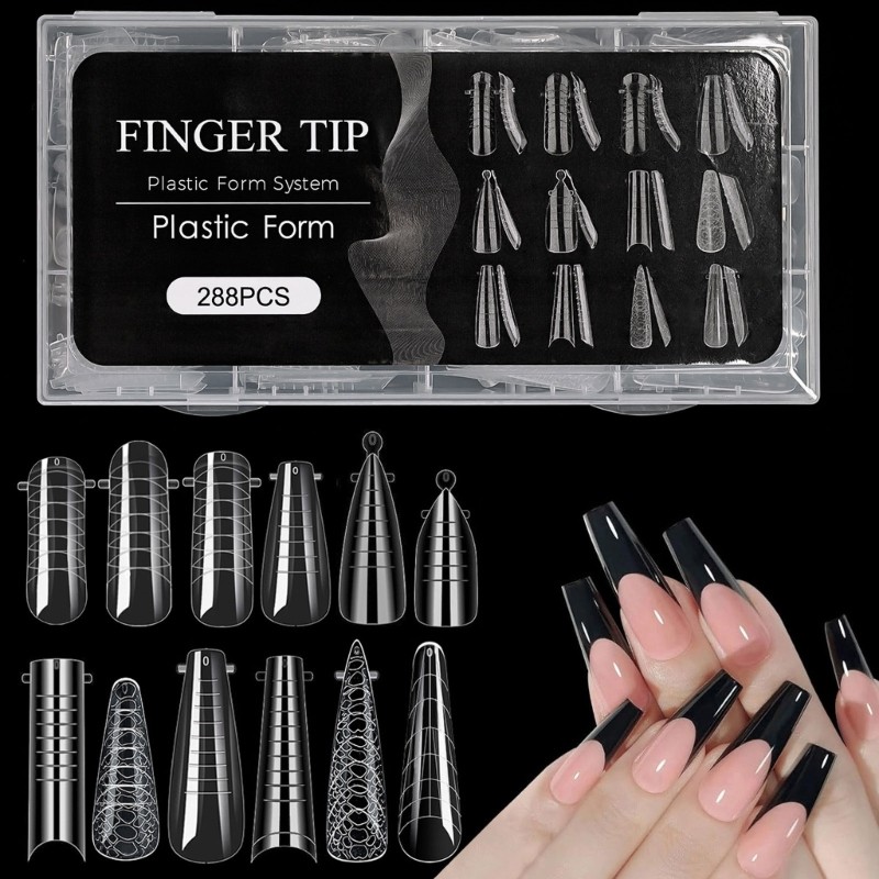 Duals Nail Forms Set Clear Gels Nail Extension Mold Full Cover Fake Nail Tips