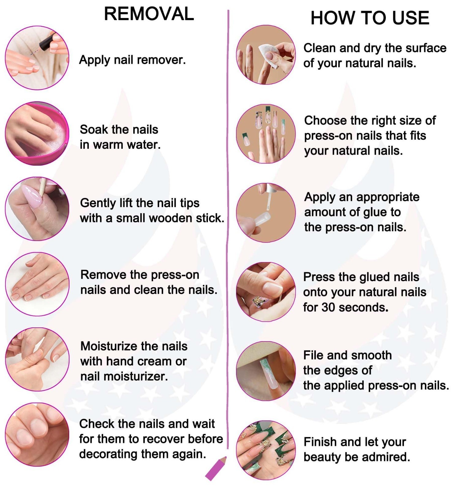 Medium Almond Press-On Nails, Handmade French Tip with Flower & Pearl Design, Ch