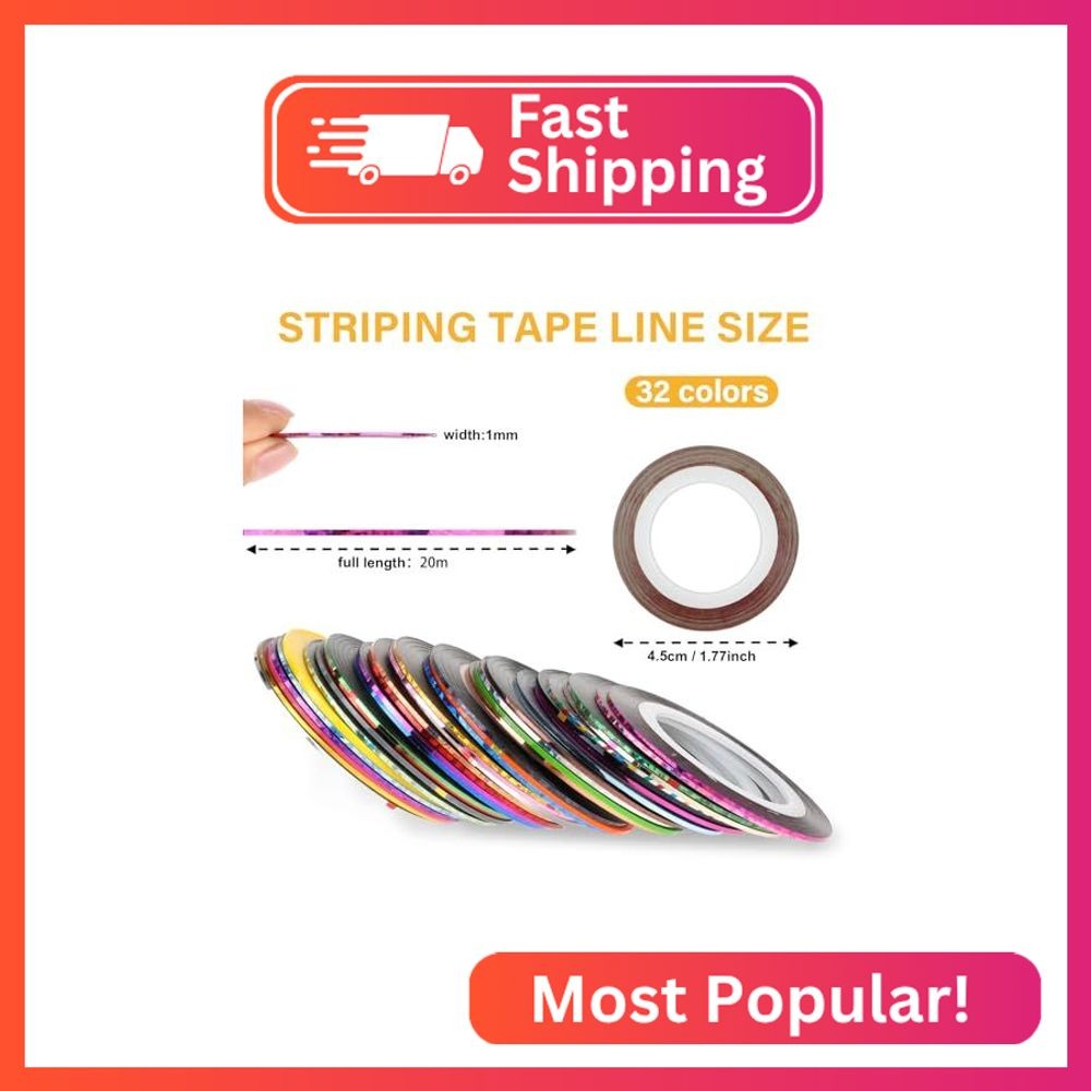 32 Colors Nail Striping Tape for Nail Art 1mm Self Adhesive Nail Striping Tape L