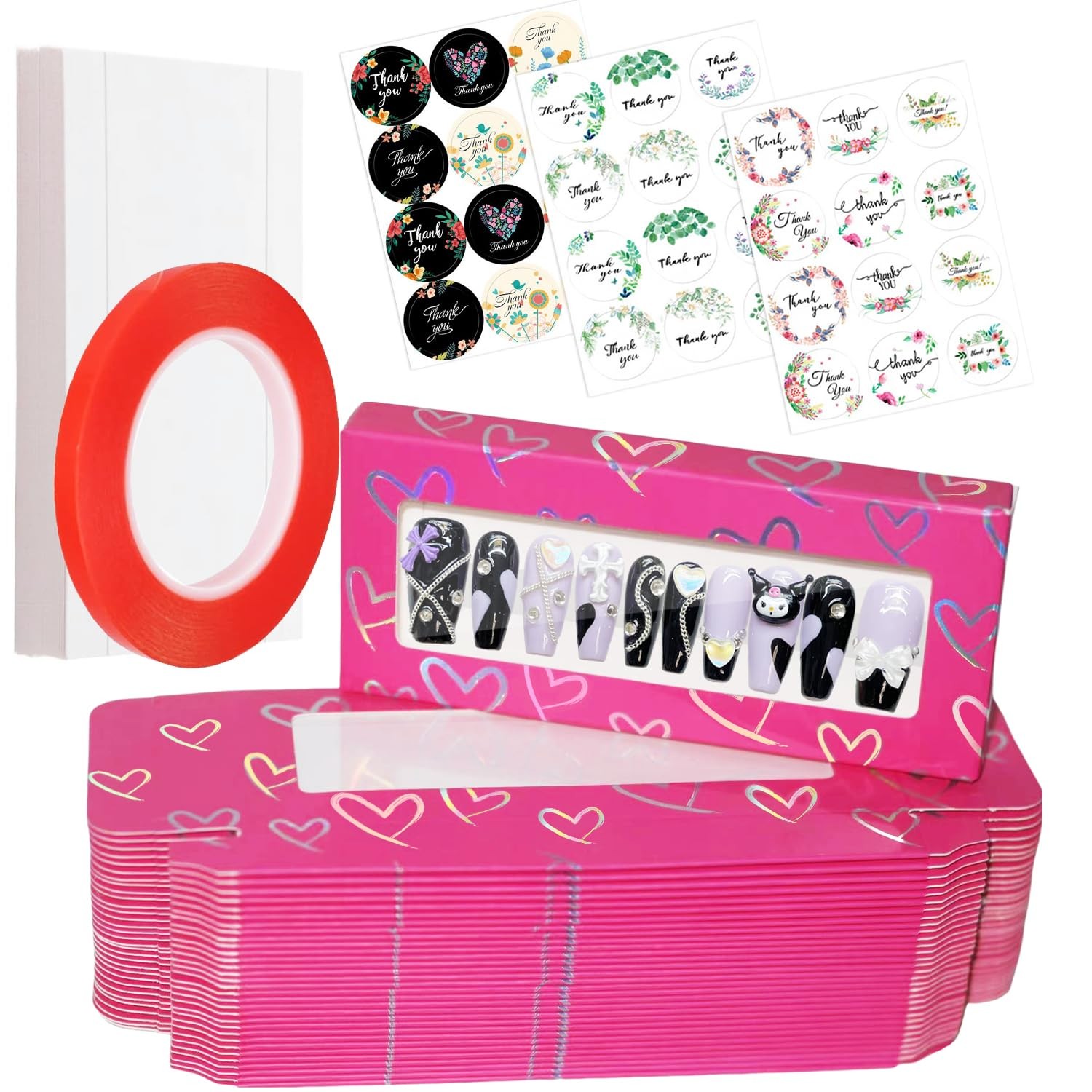 Yazabai 74PCS Press 4.92 inches x 2.17 x 0.59 inches, Hot Pink Heart