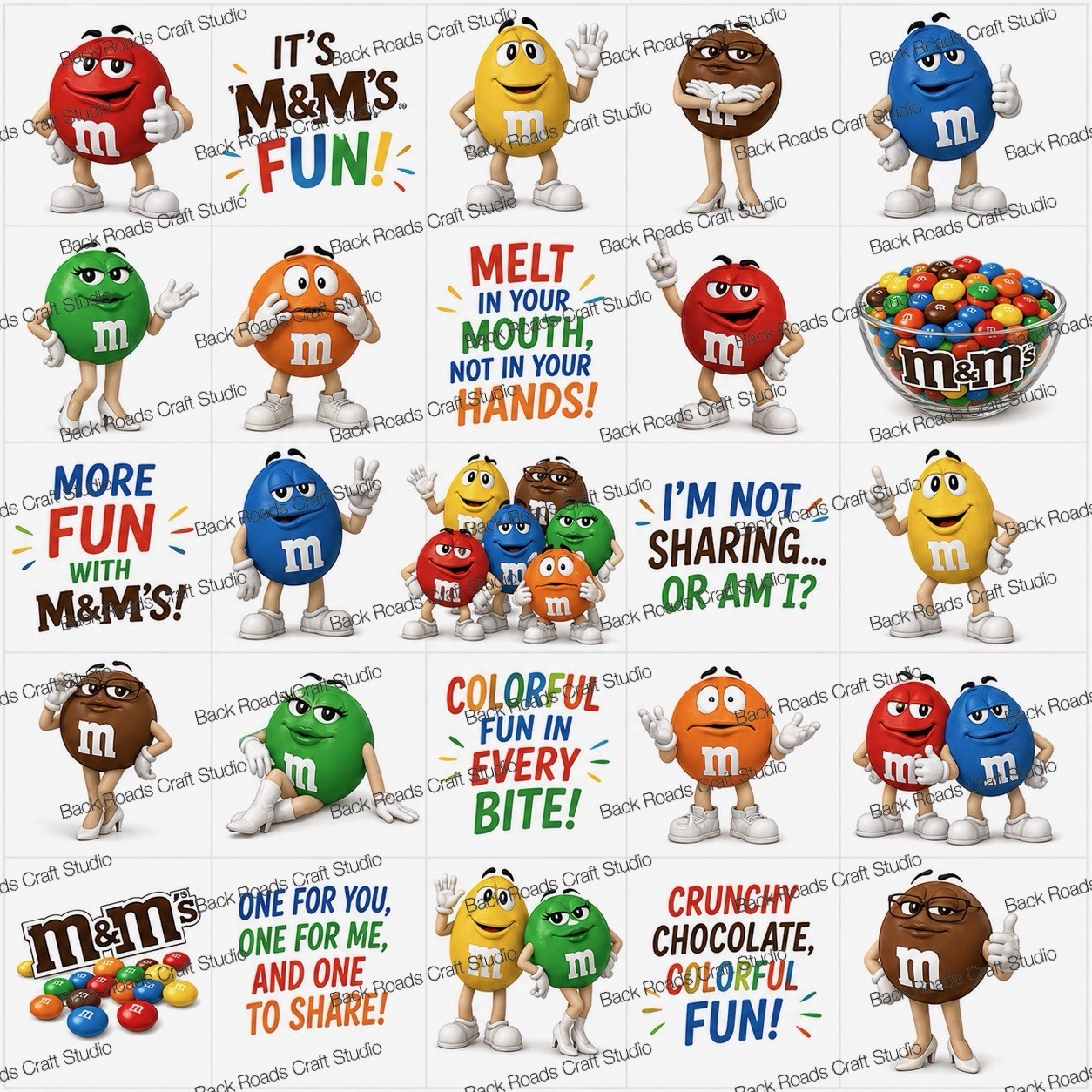 M&M’s Waterslide Nail Decals Set of 50 Instructions & Bonus JM