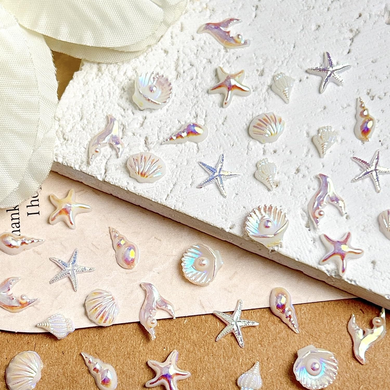 150Pcs Summer Beach Nail Rhinestones Ocean Theme Shell Starfish Conch Nail