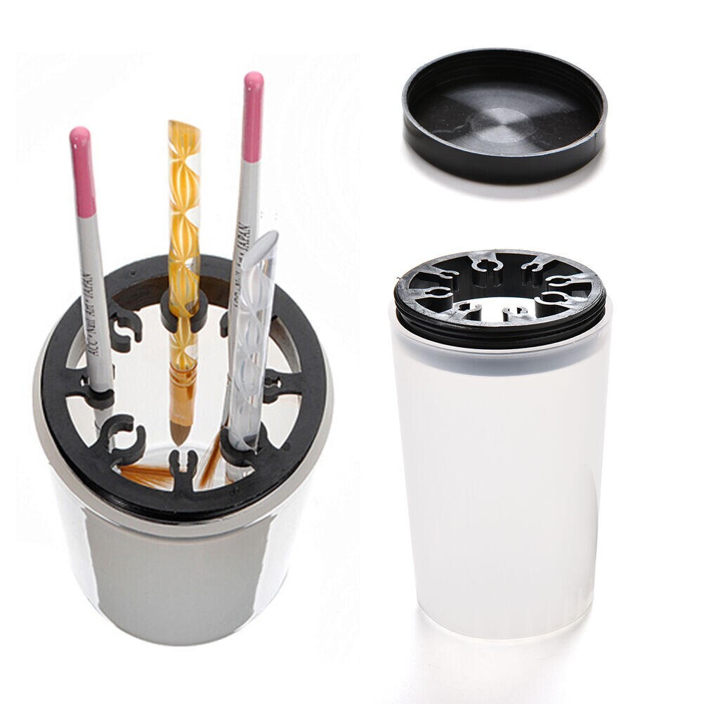 Nail Art Brush Pot Tools Handy Holder UV Acrylic Pen Cleaner Washing Cup Bottle