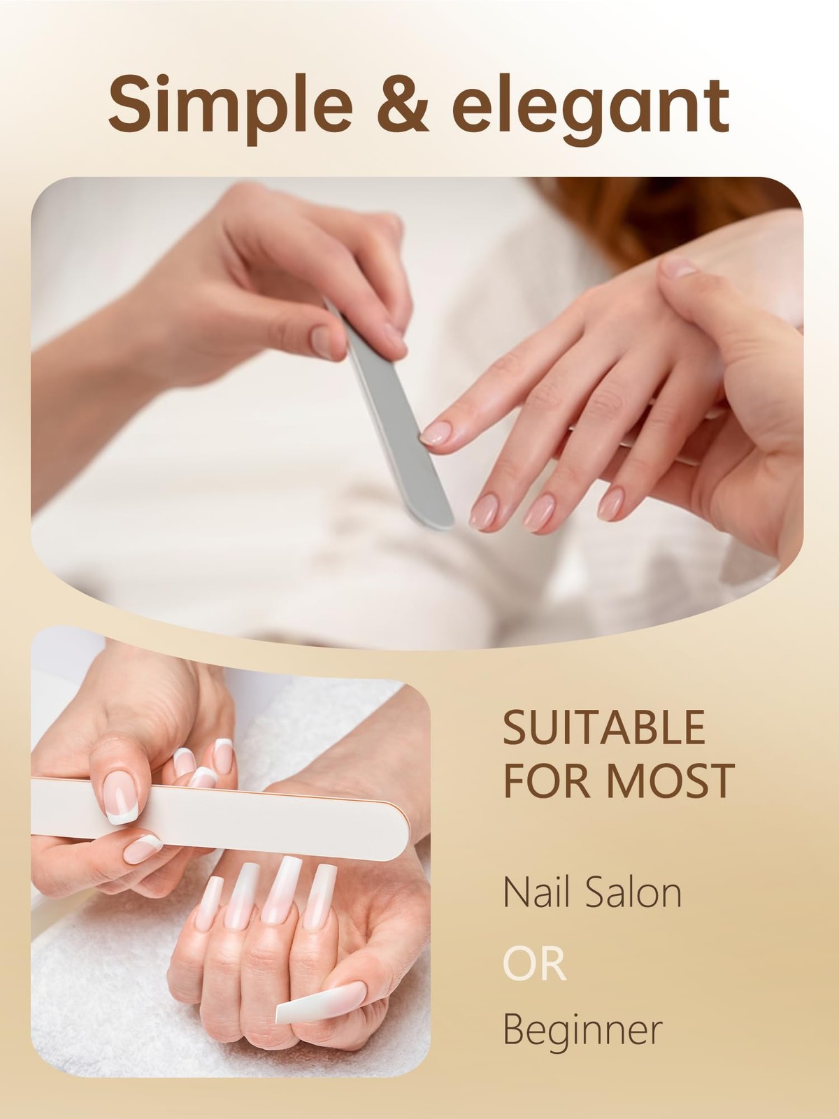 AORAEM 240PCS Long Tapered Square Soft Nail Tips, Half Matte Full Cover