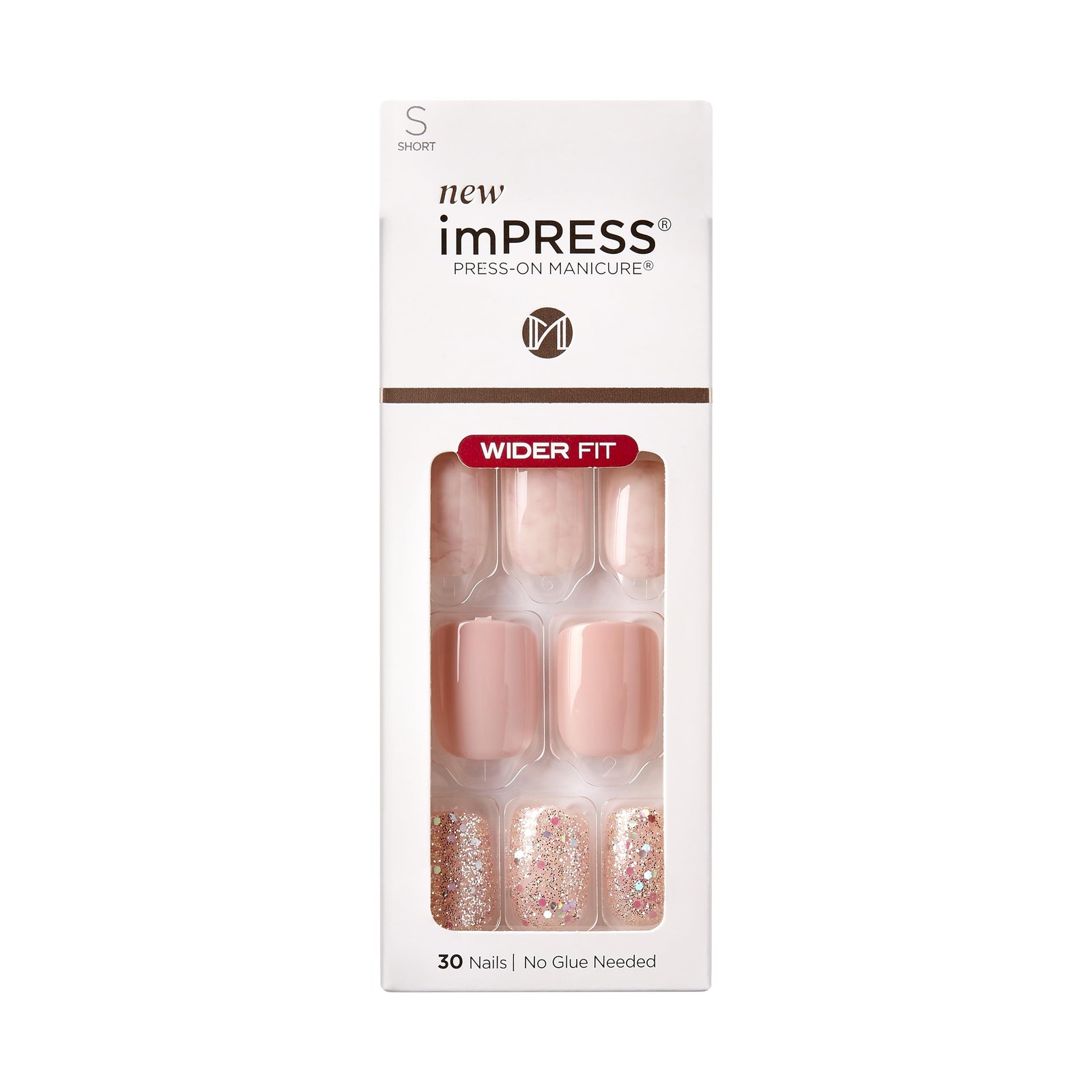 KISS No Glue Mani Press On Nails, Design, ‘Just a Dream’, Pink, Short Size, S…