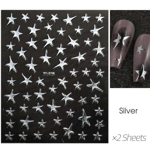 14 Sheets Y2k Star Nail Art Stickers – 7 Colors – Self-Adhesive Nail Style-3