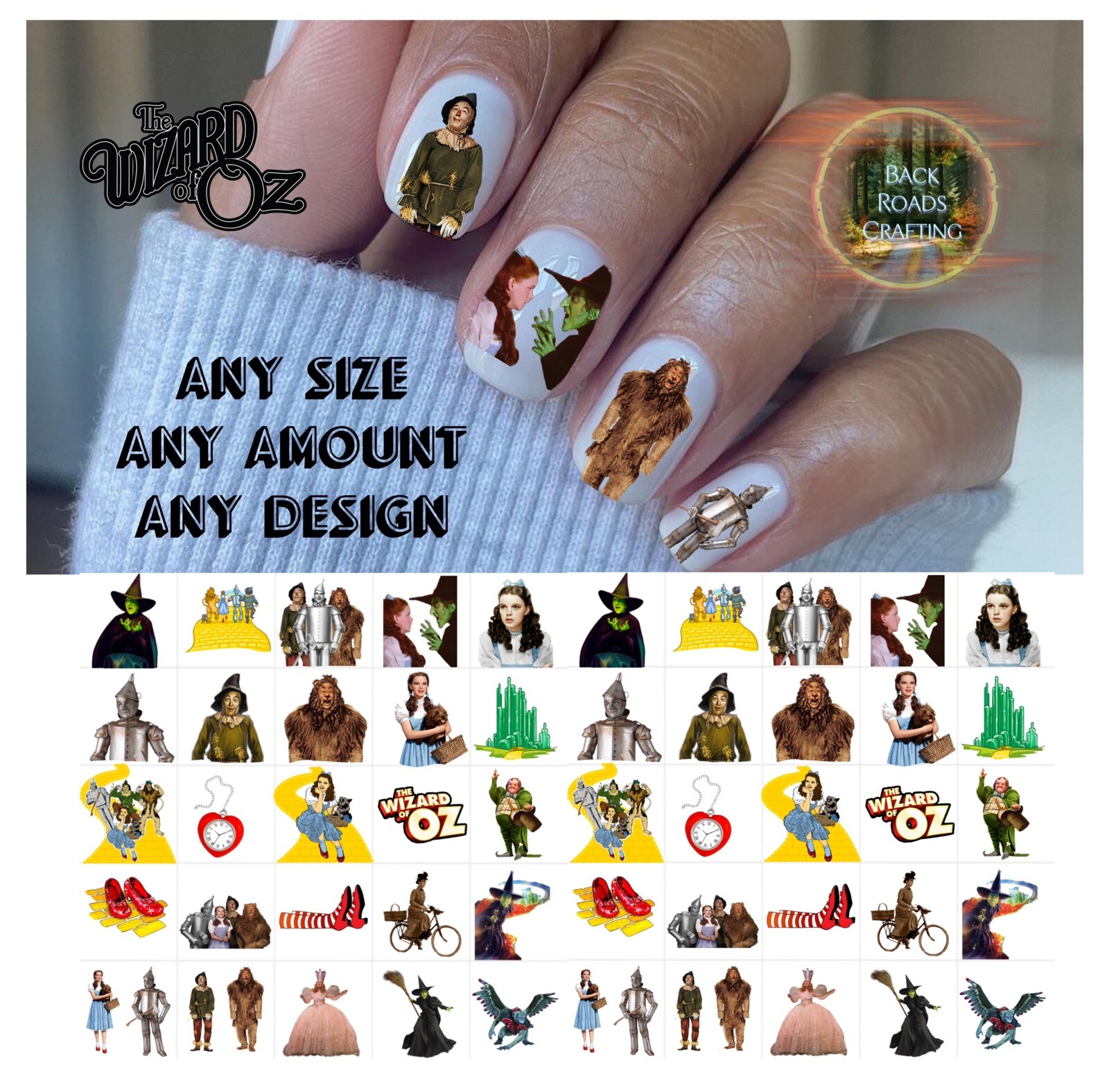 OZ You Choose Waterslide Nail Decals Set Of 50 Instructions & Bonus