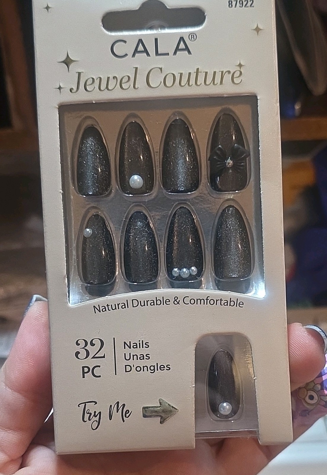 CALA Jewel Couture Artificial Nails 64pc Glitter Black/Silver 2-Pack lot 2