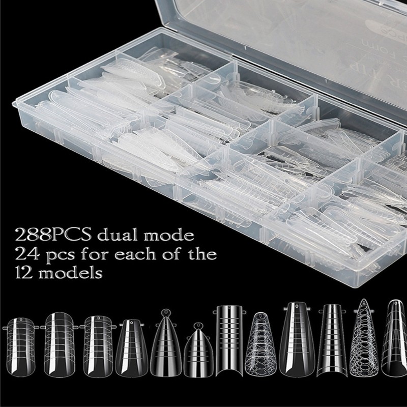 Duals Nail Forms Set Clear Gels Nail Extension Mold Full Cover Fake Nail Tips