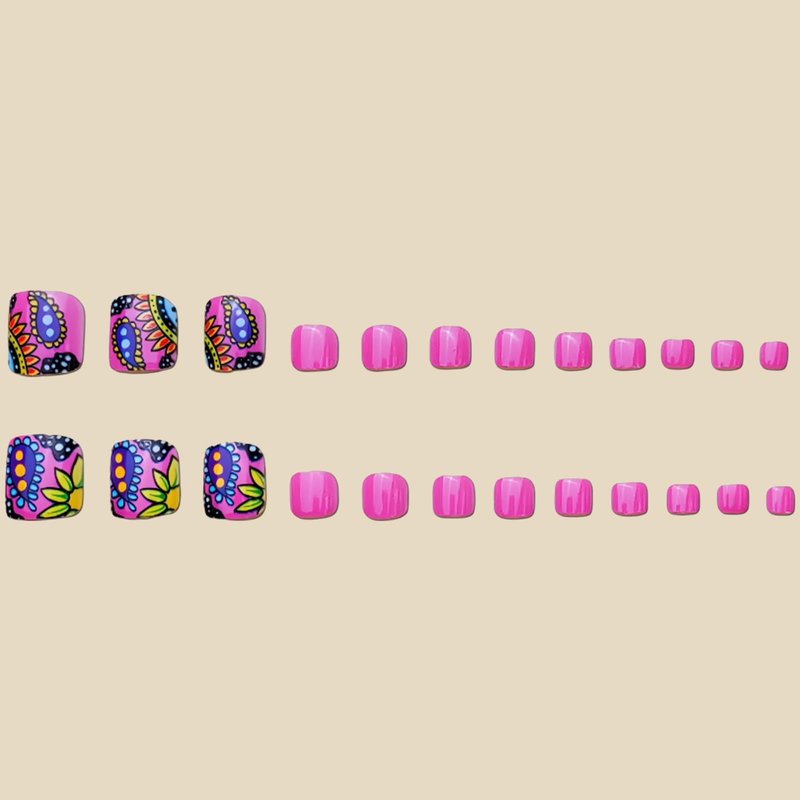 24PCS Hot Pink Press on Toenails Short Square Fake Toenails Summer Toe Press …