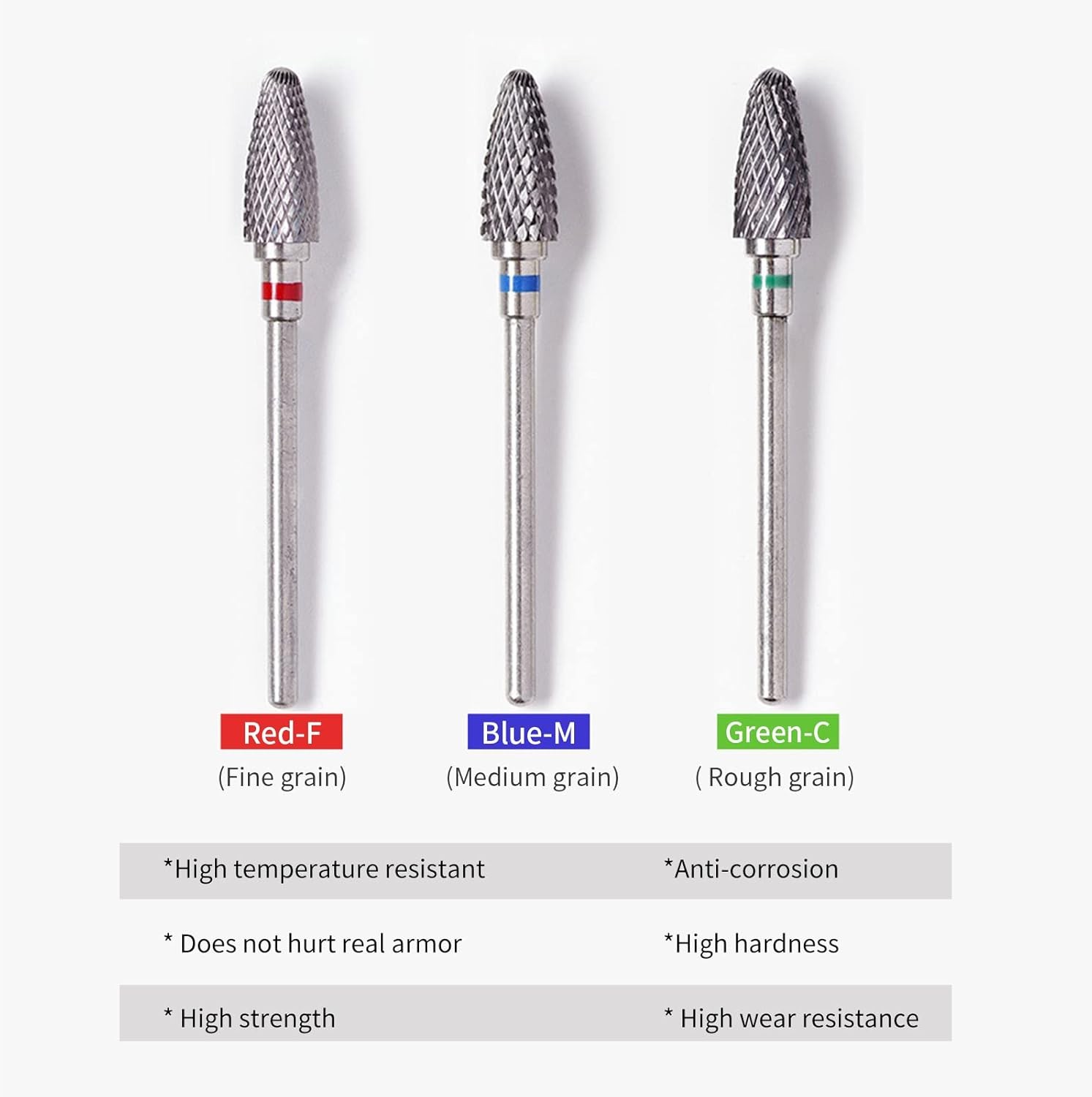 3 Pieces 1 Nail Drill Bits 3/32 Inch Profal Tungsten Nail File Bits