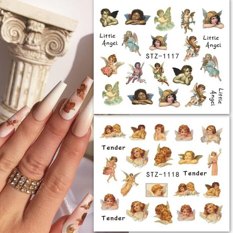 Nail Art Stickers Women Water Transfer Decal Slider Virgin Mary Cupid Angel NS19