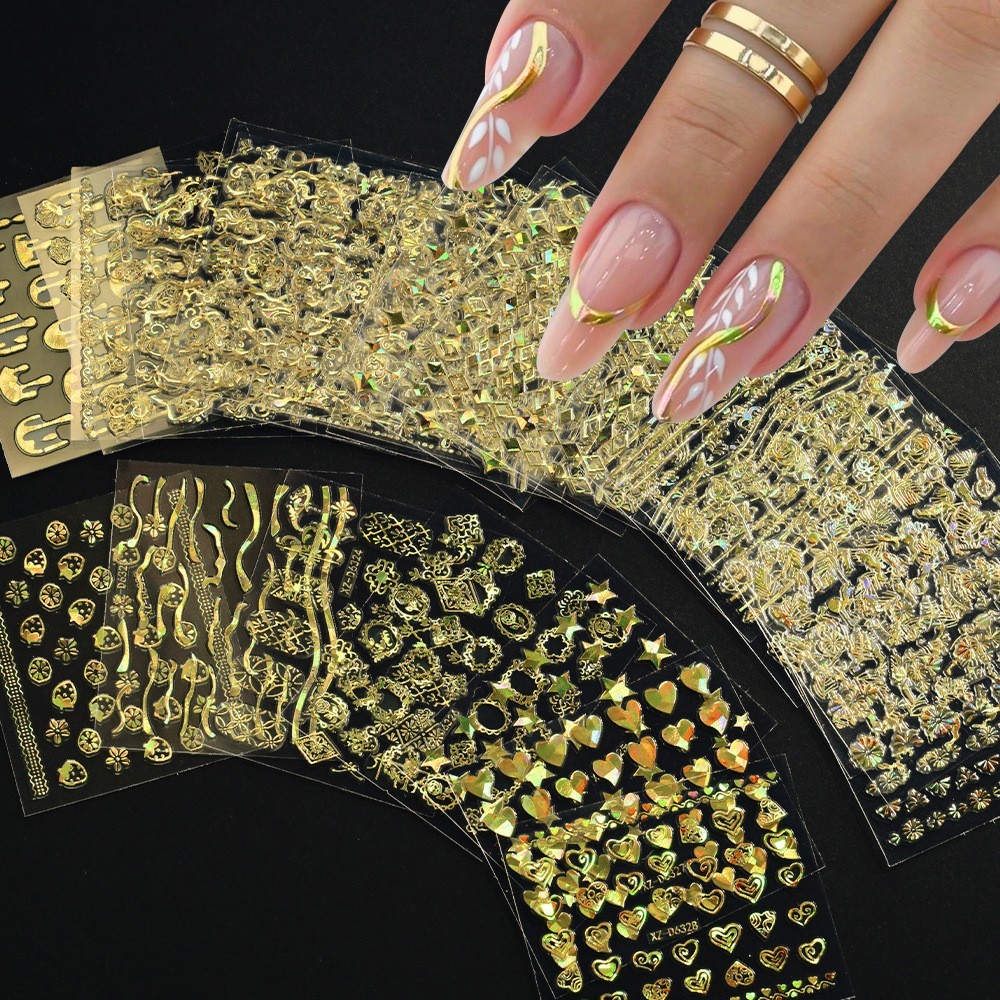 30Pcs Set Nail Art Stickers Decal Flower Lace Rose Heart Slider Manicure N363