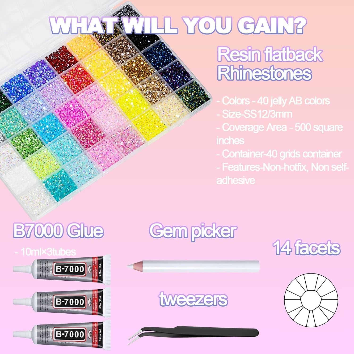 Bedazzling Kit 40 Colors Bedazzler Kit with Rhinestones Resin Jelly Rhines