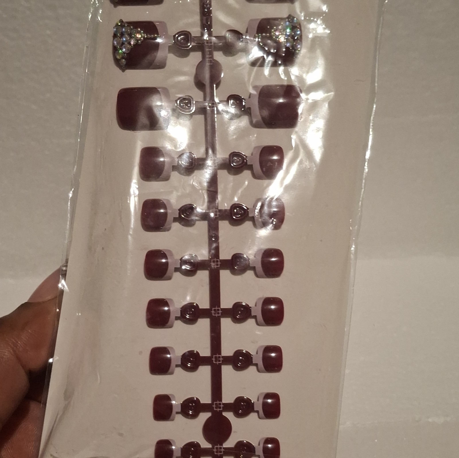 Brown Square Short Press-On Nails Glitter Full Cover Pre-Designed Plastic
