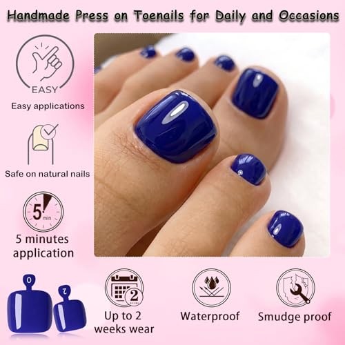 144pc Women’s Fake Toenails Press ons – Acrylic Royal Blue