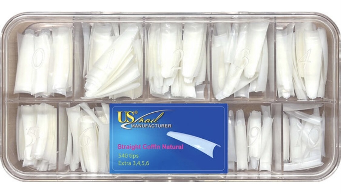 USN Straight Coffin Clear/Natural Box (544 tips)