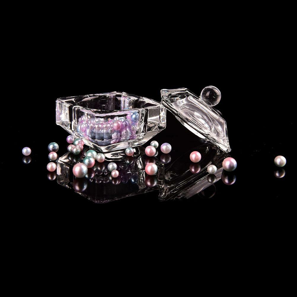 CRYSTAL GLASS DAPPEN DISH POT + LID CUP ACRYLIC LIQUID MONOMER NAILS POWDER UK