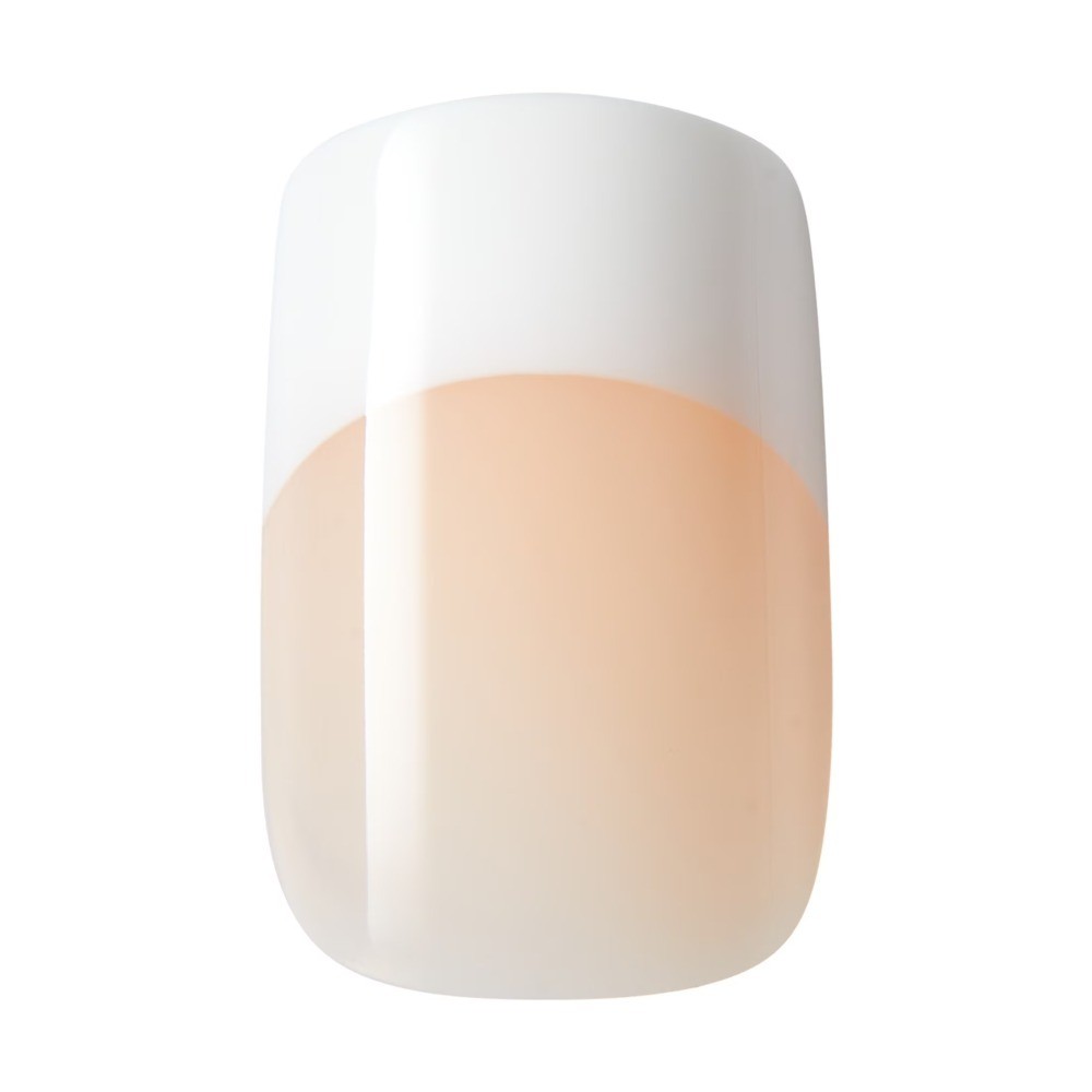 French Medium Square Oval Press on Nails with Glue, White, 28