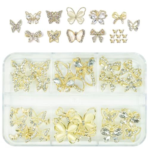 32 Pcs Butterfly Nail 1 Box Luxury Style Nail Charms – Golden Butterflies(A)