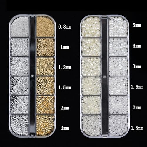Nail Art Pearls with Nail Rhinestones Glue Gel Flatback Pearls Nail Colorful-01