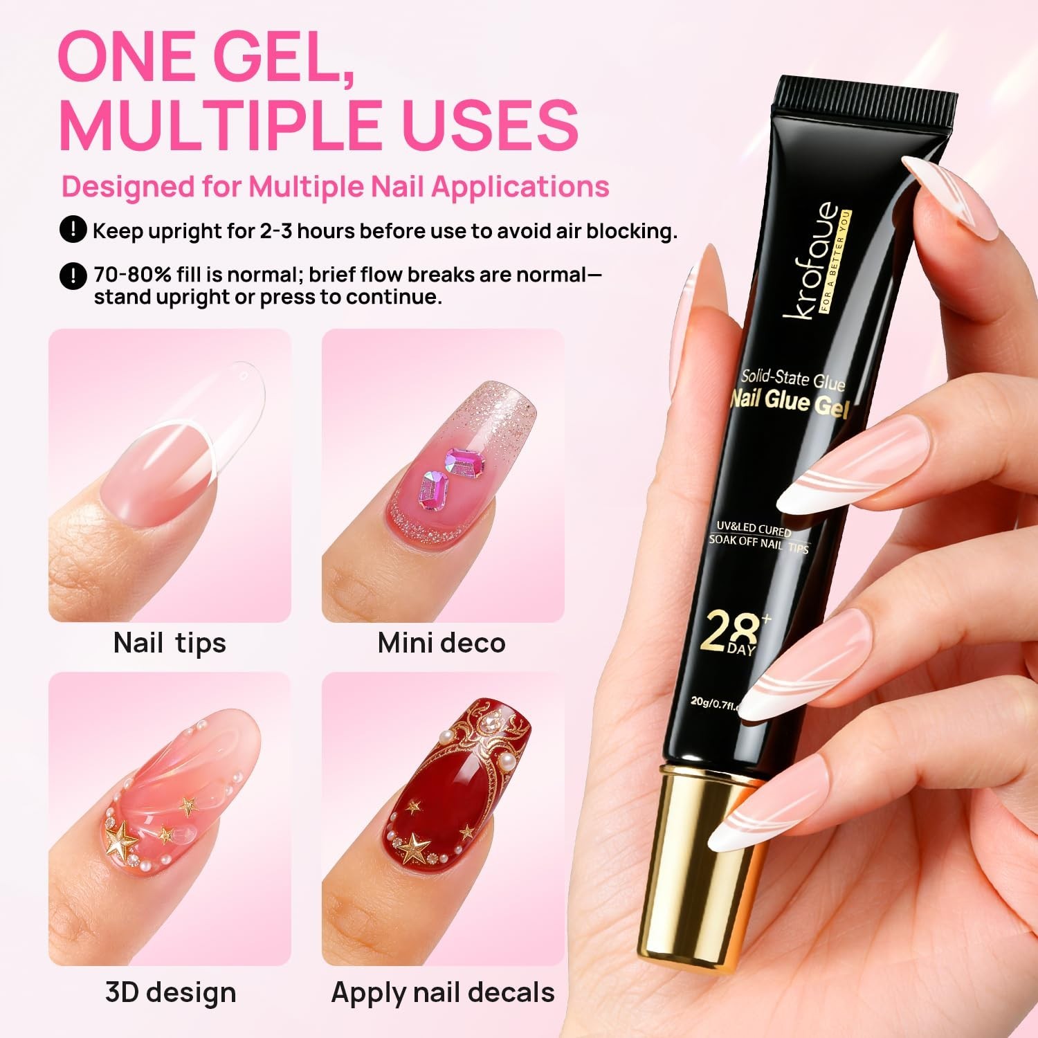 Long-Wearing Solid Nail Glue Gel – Easy Application & Safe for Sensitive Nails