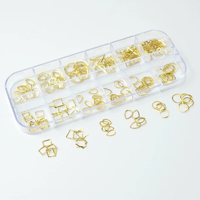Nail Decoration 12Grids/box Gold Silver Rosegold 3D Alloy Metal Set 🔥SALE🔥
