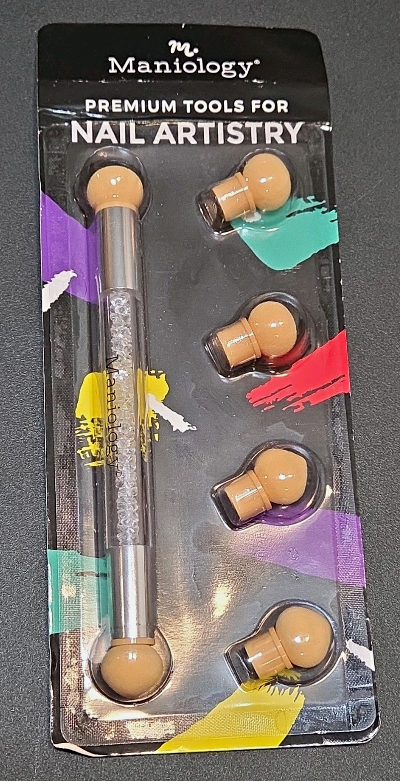 HTF Maniology Premium Tools For Nail Art Double Headed Sponge Brush Tool-057