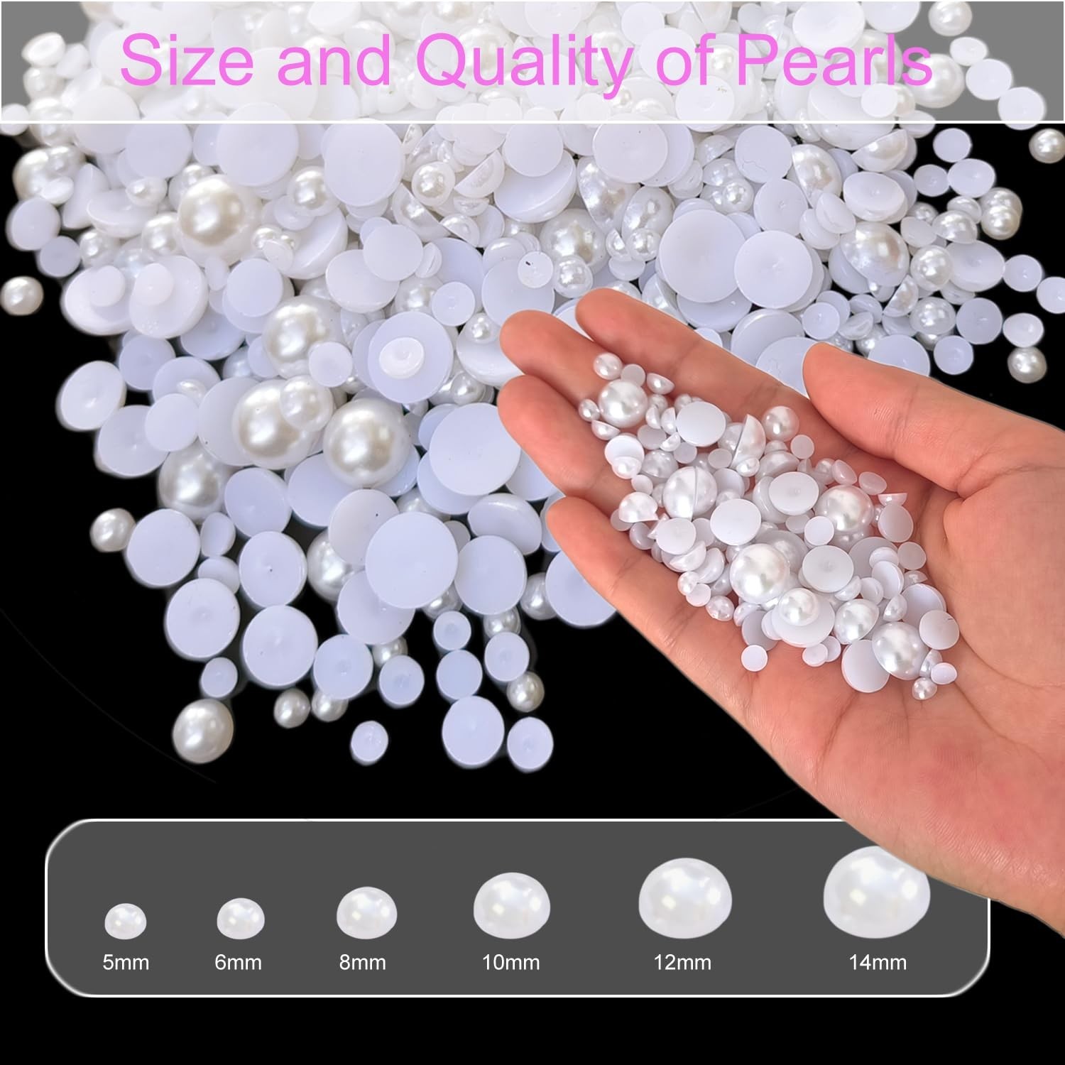 200PCS Flatback Pearls for Crafting Nail Art Half Round Pearls Bulk for Jewel…