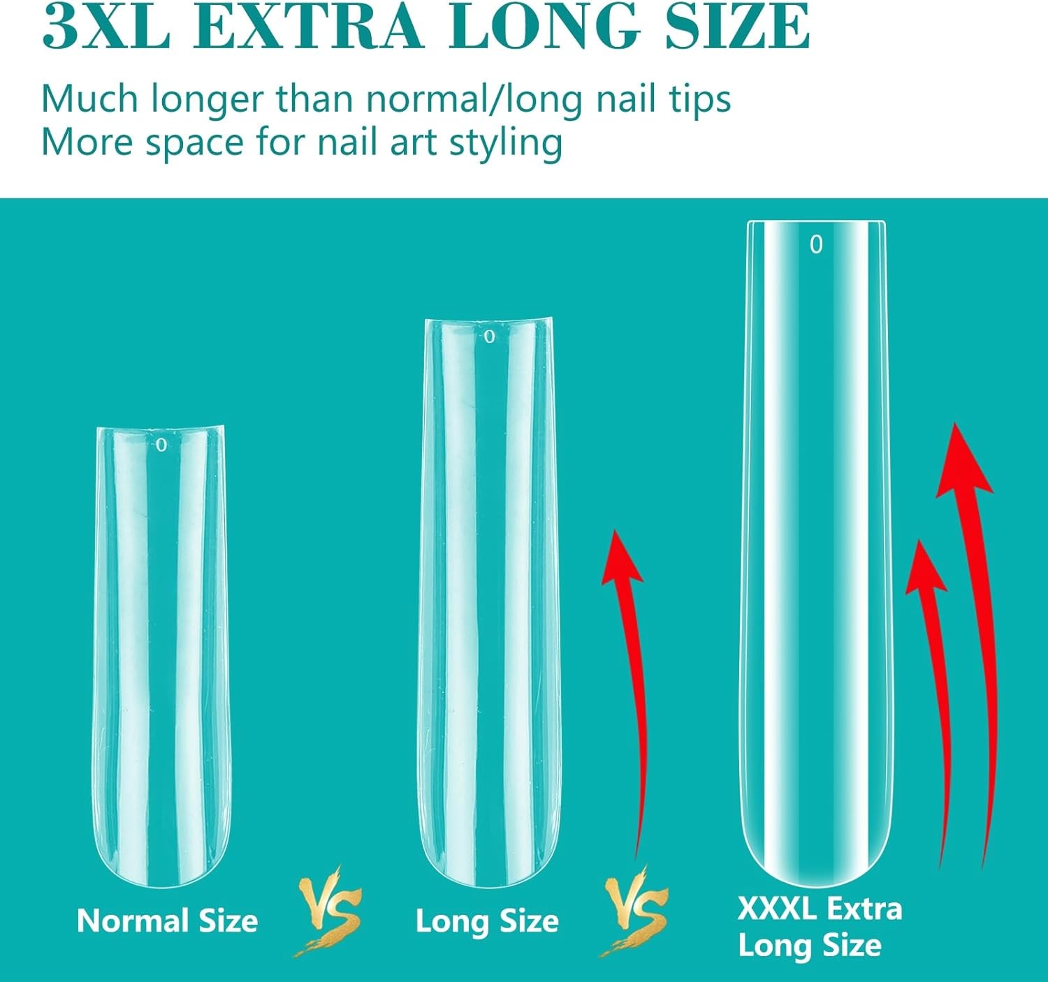 3XL Clear Nail Tips for Acrylic Nails Profal, XXXL Extra Long