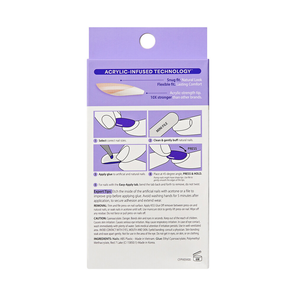 KISS CORE 32 FRENCH NAILS W/ GLUE – PETITE SQUOVAL #CF01 PERFECTION