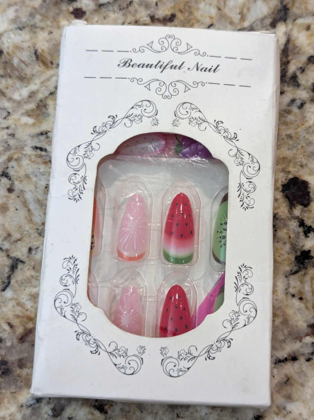 Beautiful Nail Fake Nails Fruit Watermelon Kiwi Grape 24 count