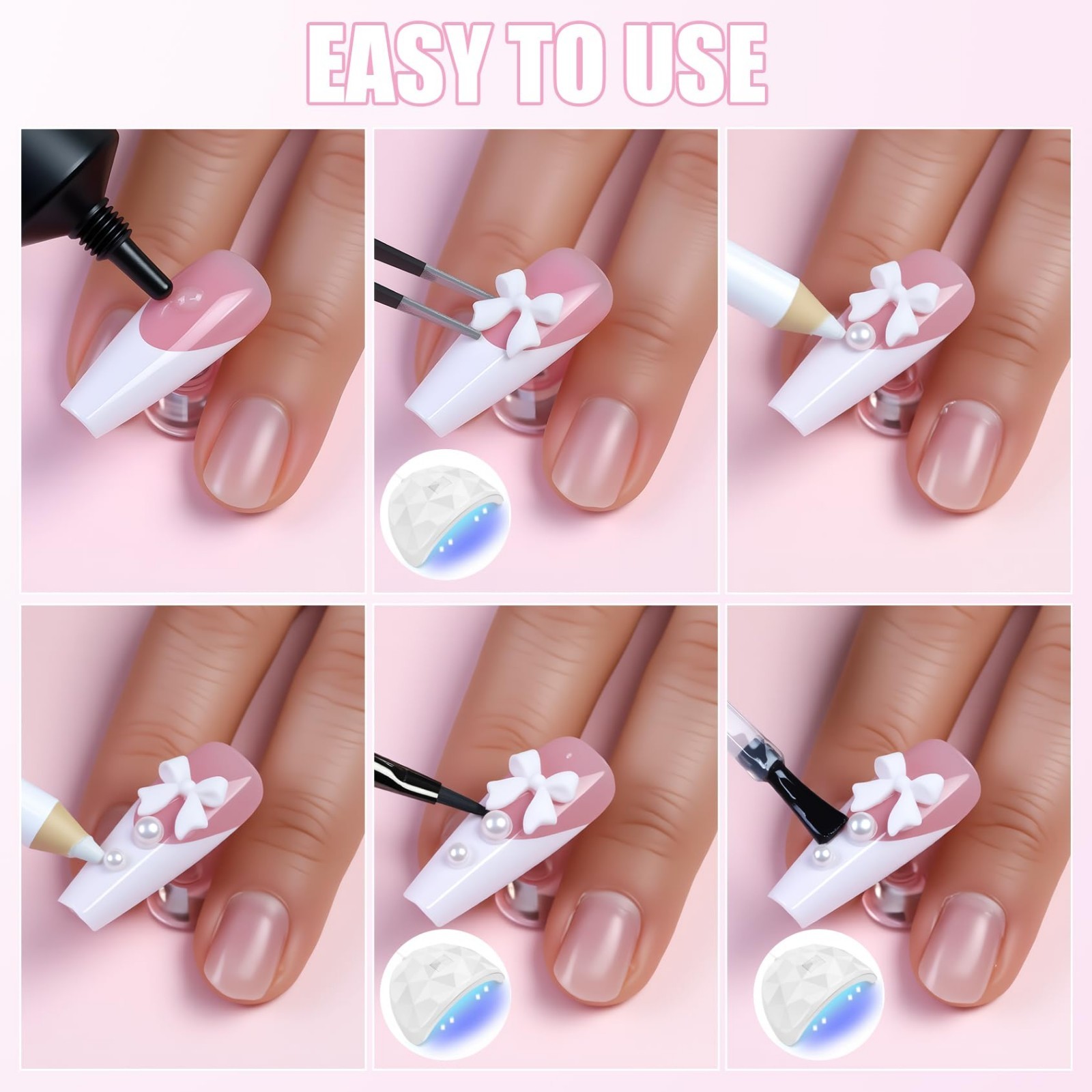 24 Grid Colorful Nail Charms – 3D Flowers, Butterflies, Ocean Stars, Bows & Gems
