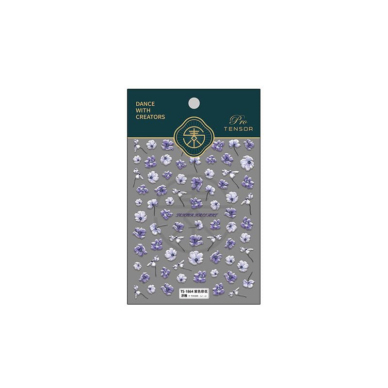 Flower Nail Art Stickers 5D Embossed Purple Floral Nail Stickers for Nail Art Se