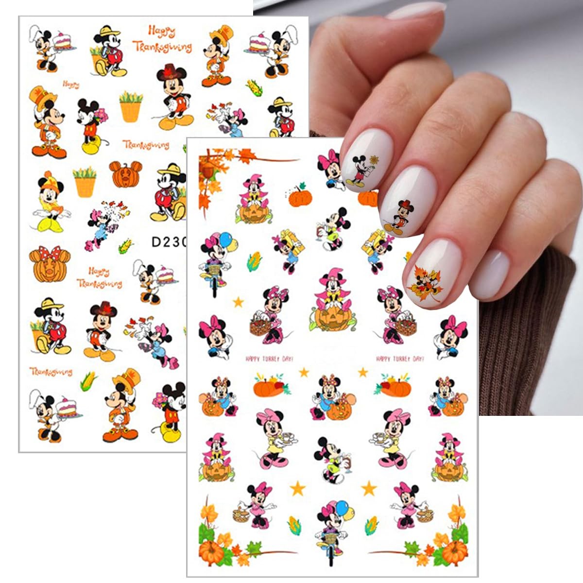 Fall Cute Nail Art Stickers Decals Maple Leaf Nail Art Supplies 3D Self Fall-4