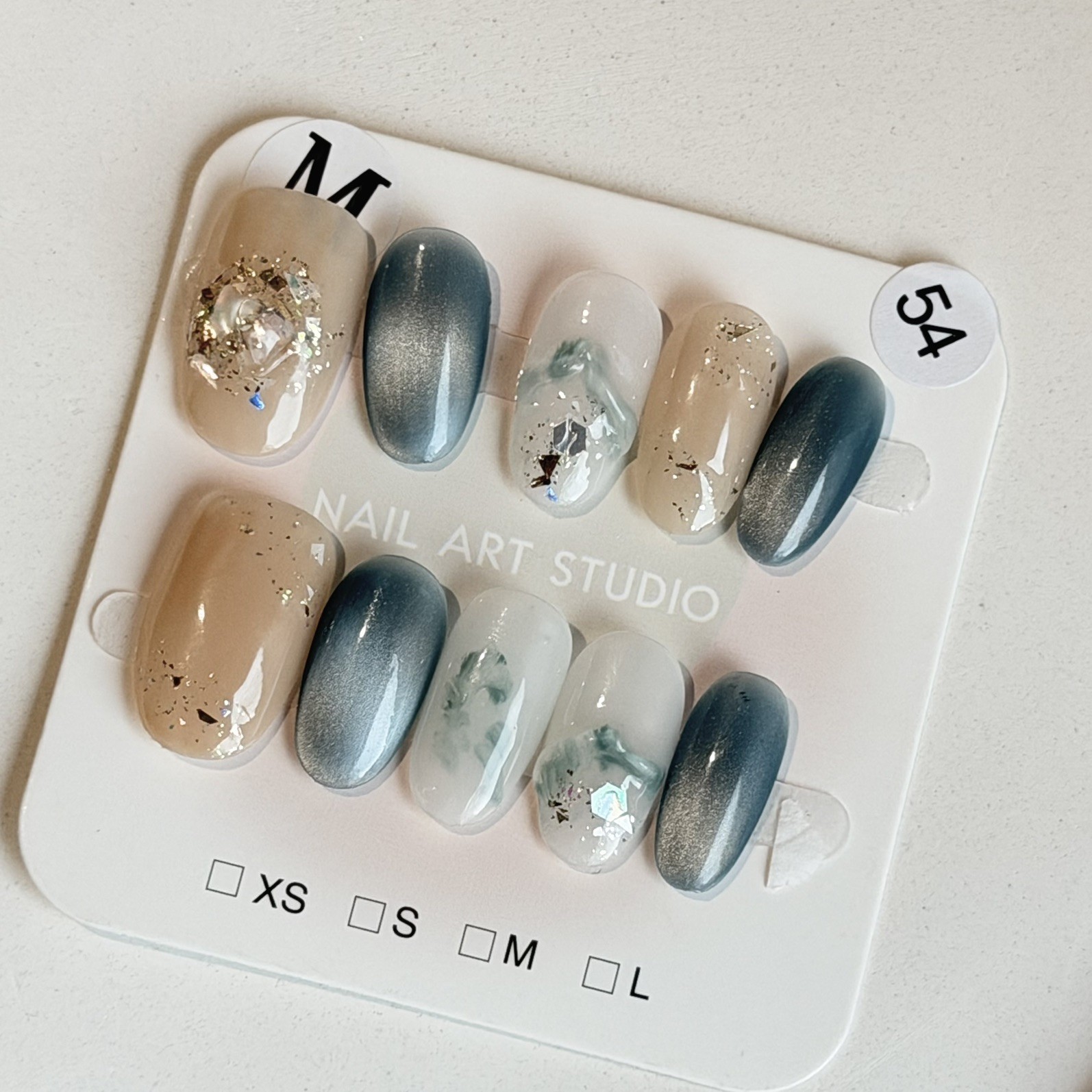 Unique Handmade Press-On Nails Size M | One of a Kind Set, Reusable 54