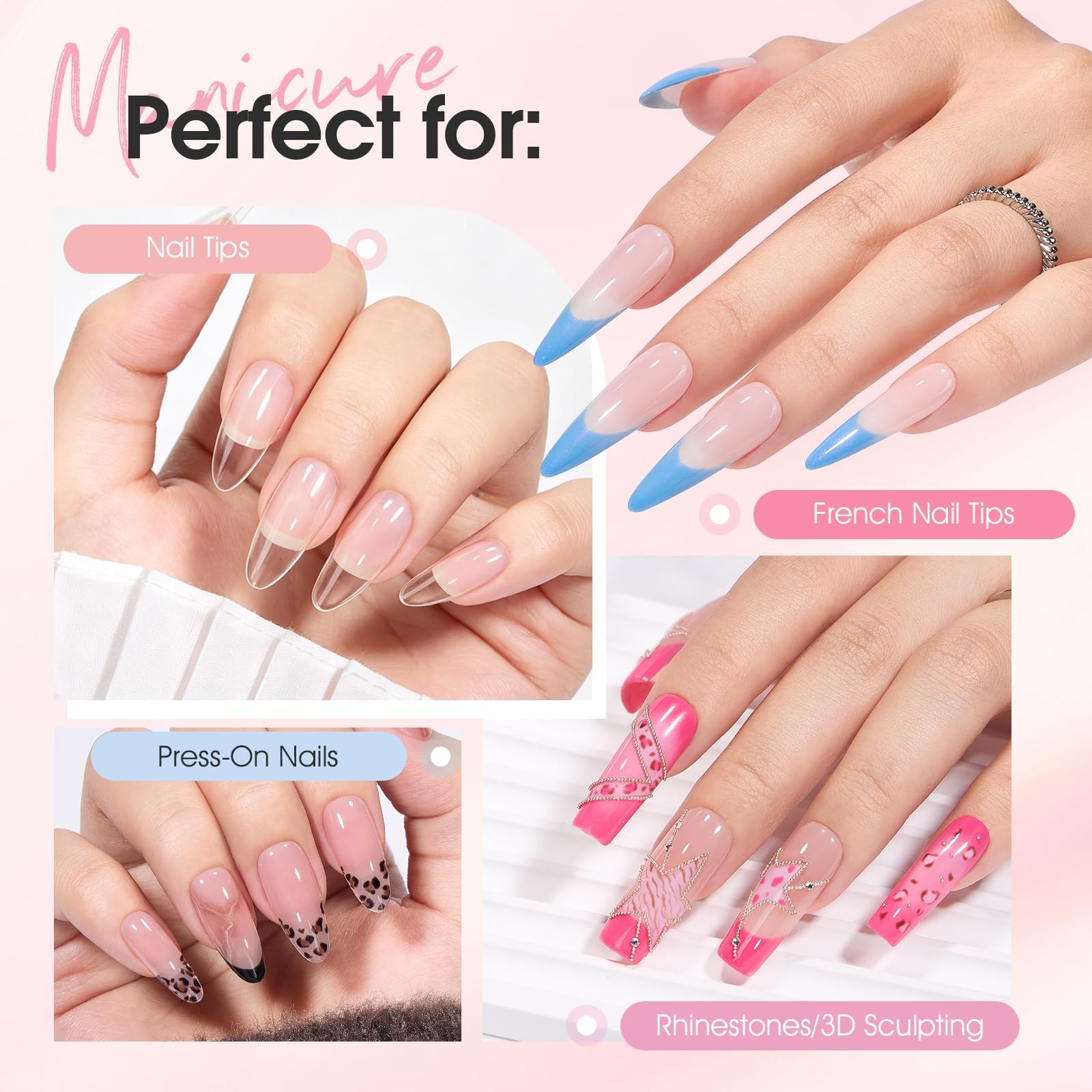 Semi Solid Nail Glue for Press On Nails, 2 Pack x 15ml
