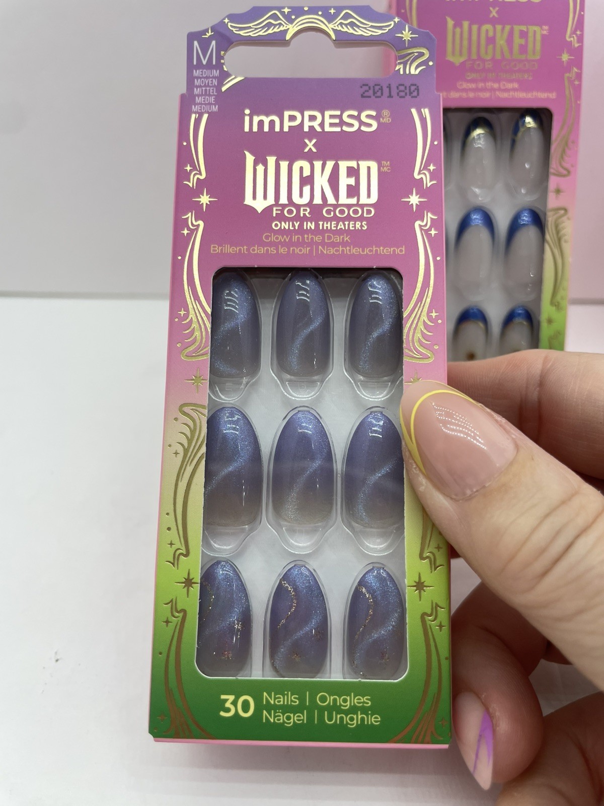 Kiss imPress x Wicked Limited Edition GLOW IN THE DARK Press On Nails. 3 pack.