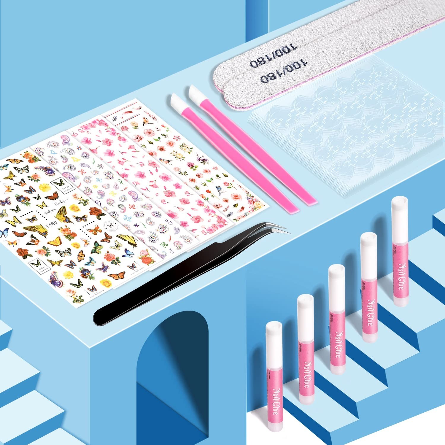 TsMADDTs Press On Nails Almond, 24 Colors 720 pcs Short Fake Nails for Women