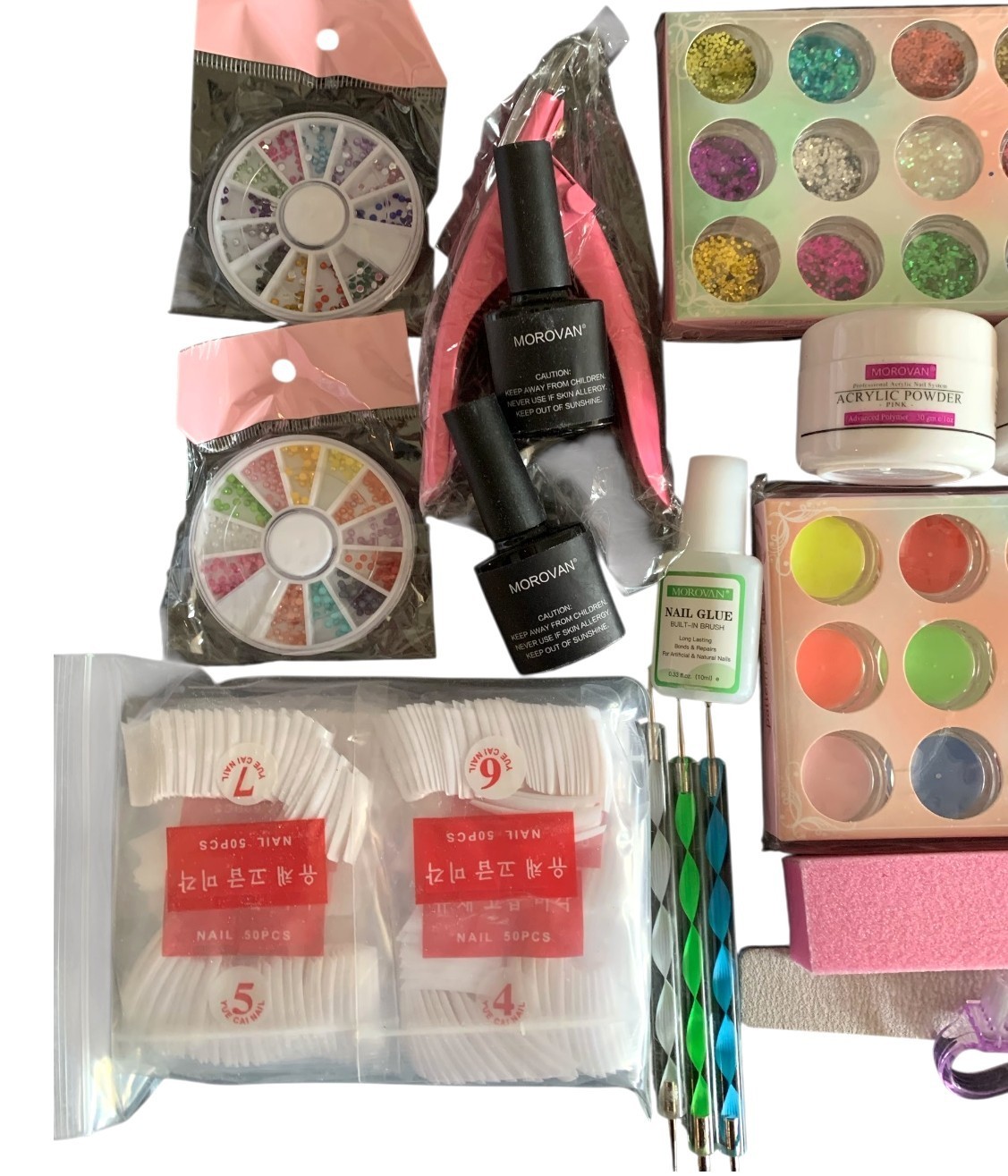 Morovan Acrylic Professional Nail Art Set 42 Colors Tools Nails Complete Kit NEW