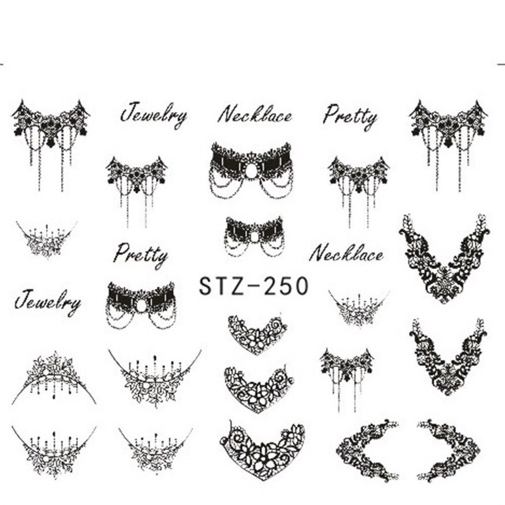 Nail Art Water Transfer Sticker Flower Necklace Jewelry Design Decals Manicure